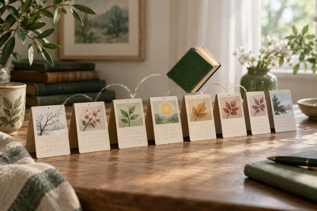 کارت‌های متوالی مرور کنار کتاب